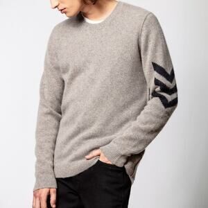 Zadig & Voltaire Kennedy Arrow Gray 100% Cashmere Sweater Size Medium